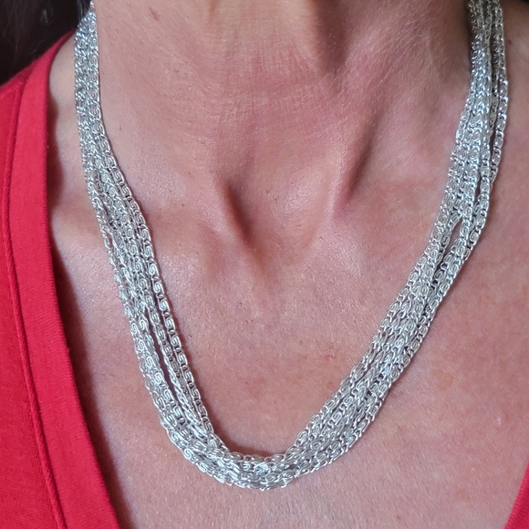 Sarah Coventry Jewelry - Vintage Sarah Coventry Multi-Strand 7 - Strand Silver Necklace